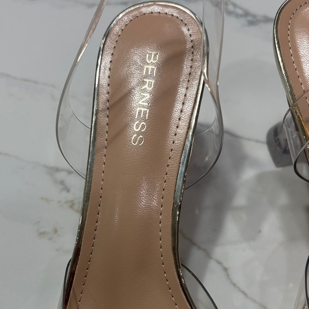 Crystal Bow Clear Mule in Gold - Picture 6 of 15